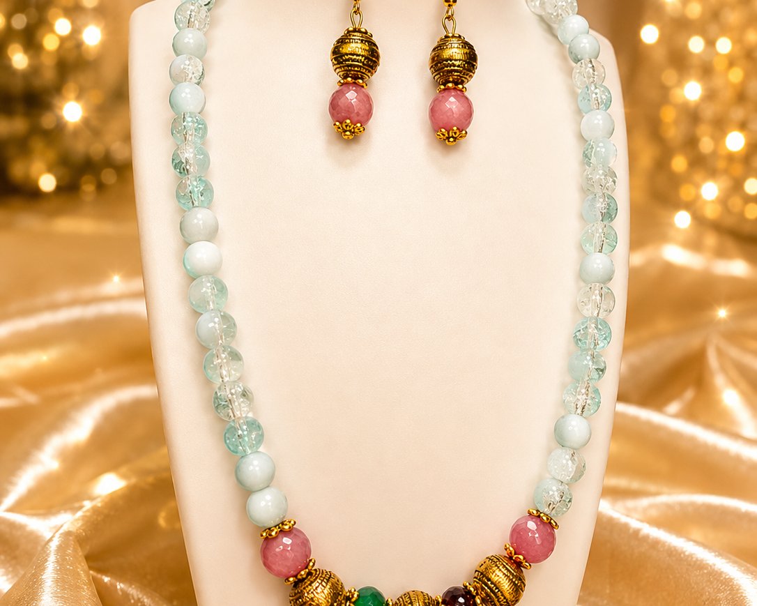 Beaded Necklace and Earring Set