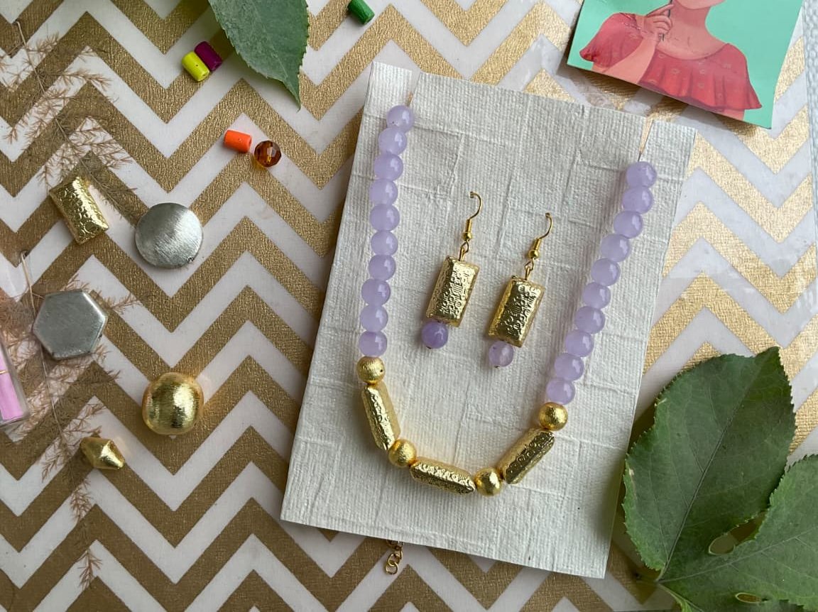 Handmade Beaded Necklace and Earring Set