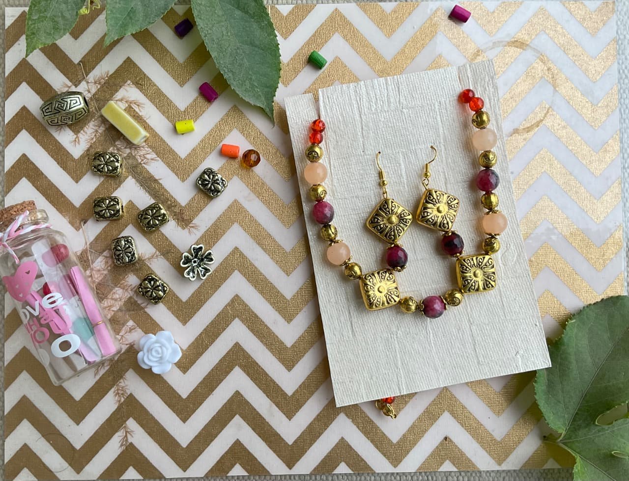 Handmade Beaded Necklace and Earring Set
