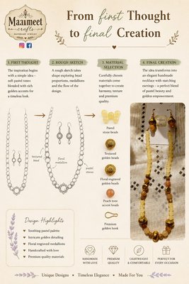 Maameet Crafts Handmade Jewellery - Pastel Stone Necklace with Matching Earrings