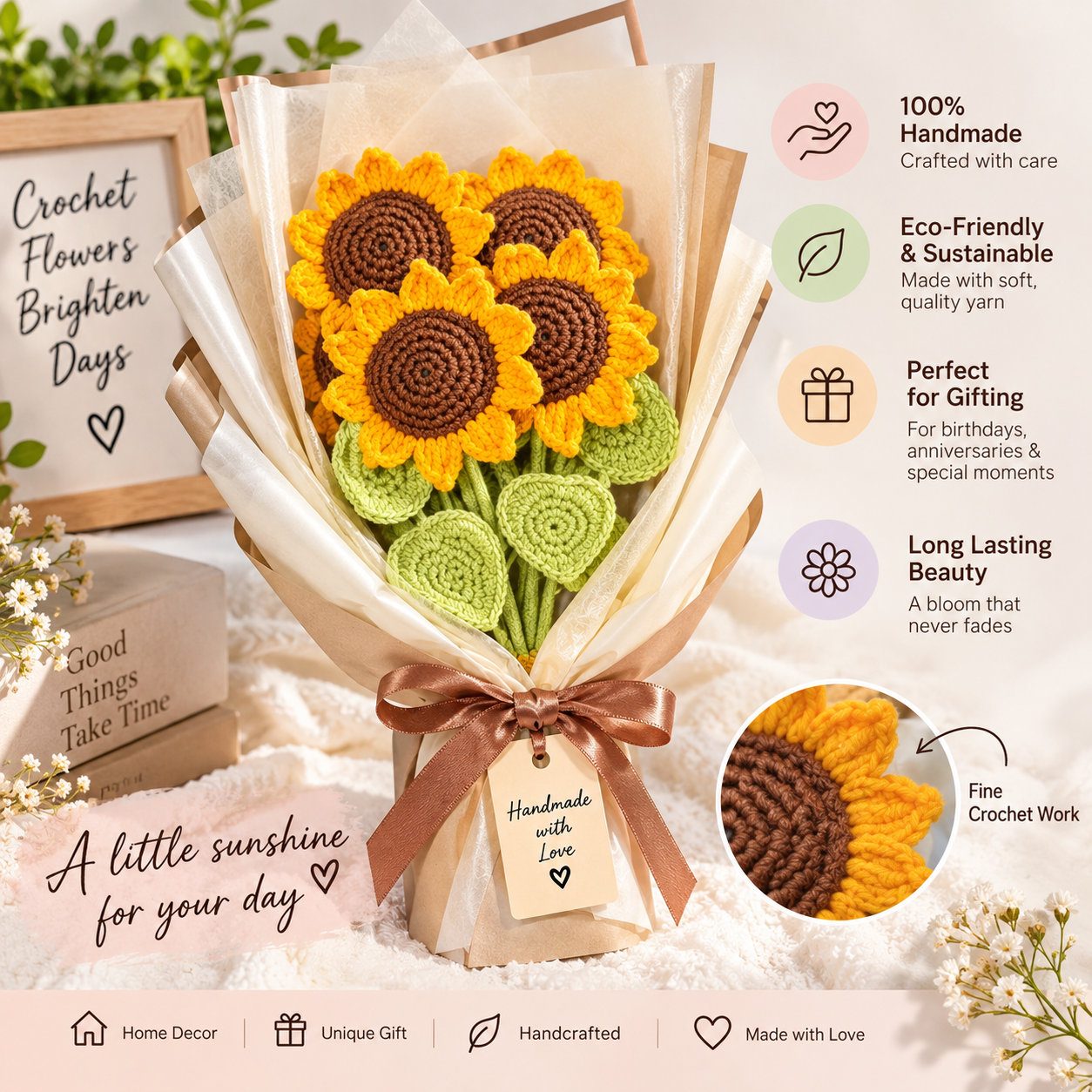 Crochet Flowers Bouquet - Sunflower