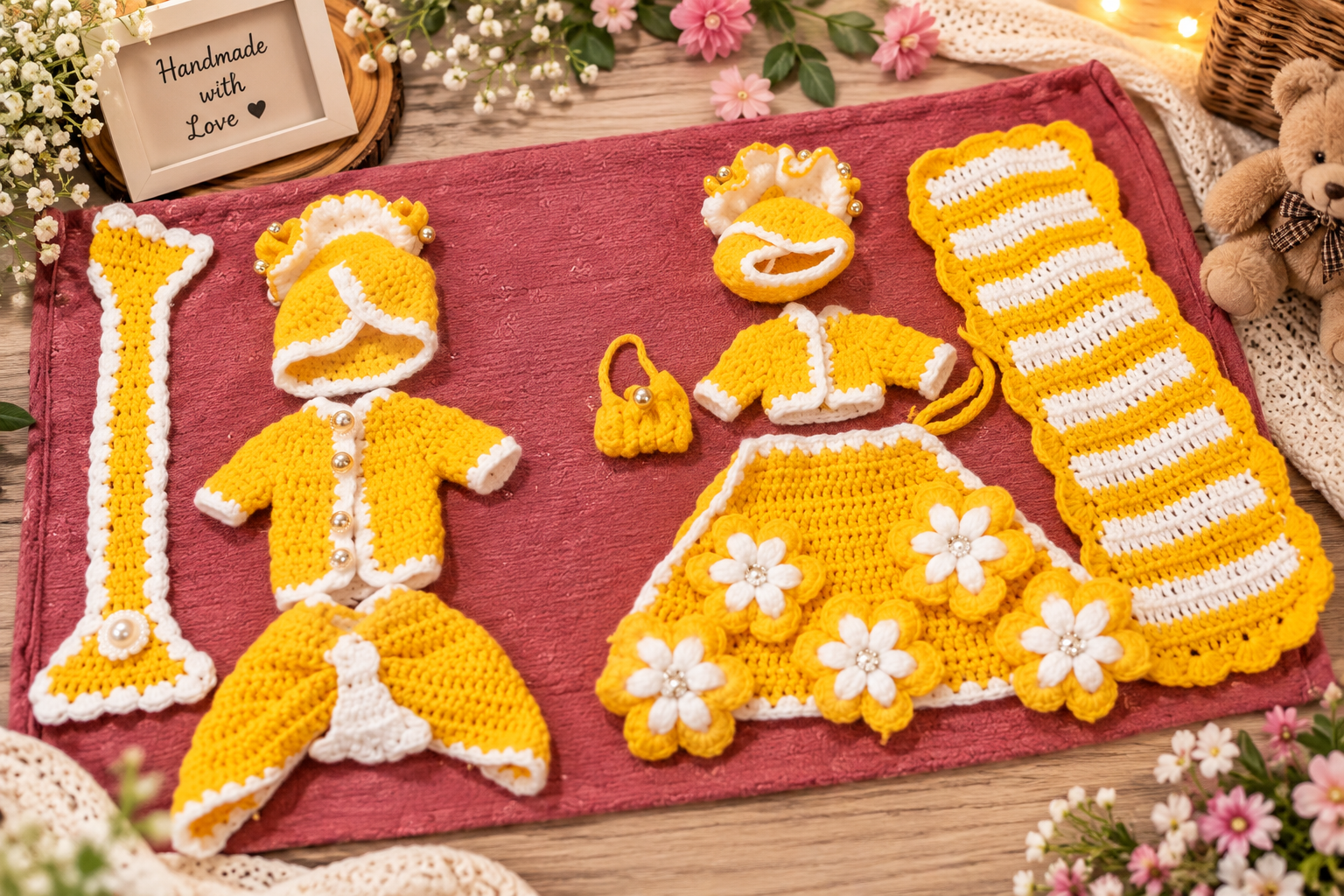 Handmade Crochet Baby Dress Set