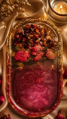Decorative Rose Petal & Glitter Gel Tray