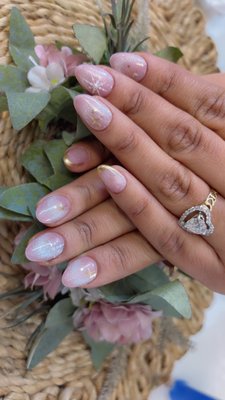 Pink cateye press on nails