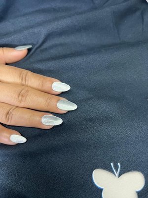 Silver cateye press ons 1bx