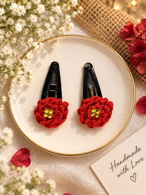 Handmade Crochet Flower Hair Clips