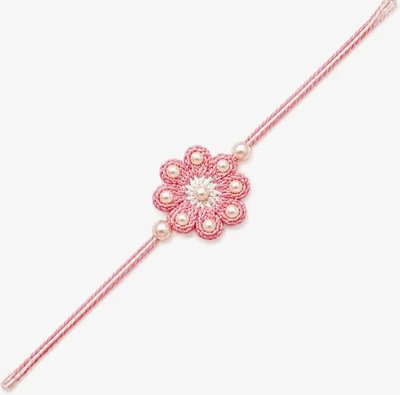 Pink Flower Pearl Rakhi Bracelet