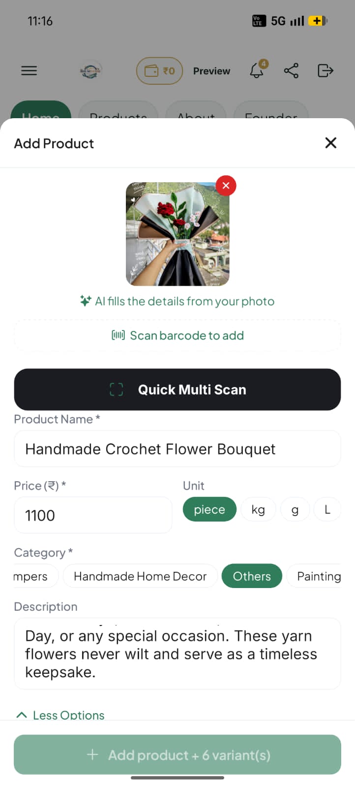 Handmade Crochet Flower Bouquet