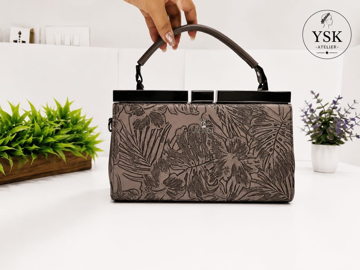 ROYAL BLOOM CLUTCH – Grey — Ysk Atelier