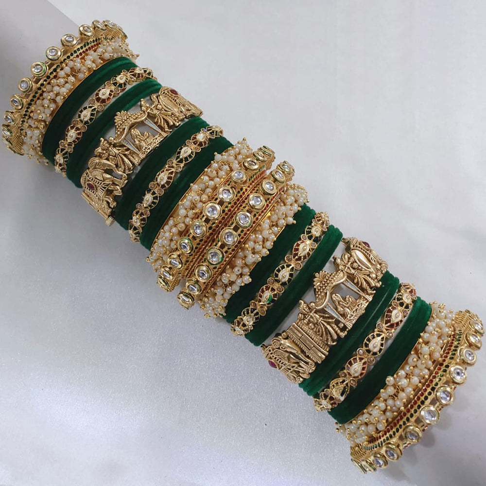 Bridal Bangle Set - Green & Gold Temple Jewellery