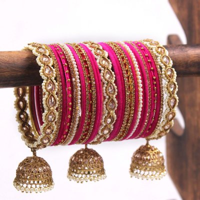 Designer Silk Thread Bangles Set