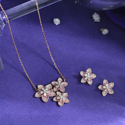 Floral Diamond & Pink Sapphire Jewellery Set