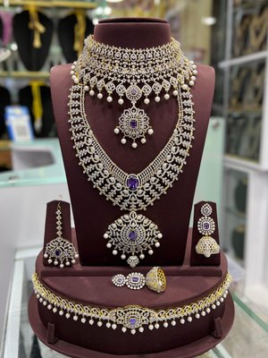 Bridal CZ Diamond & Amethyst Jewellery Set
