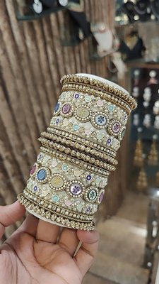 Meenakari Pearl Bangle Set