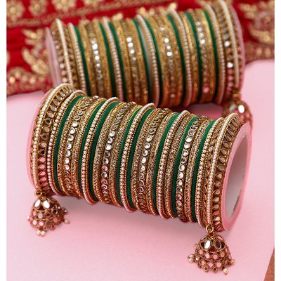 Bridal Bangle Set with Jhumka Charms