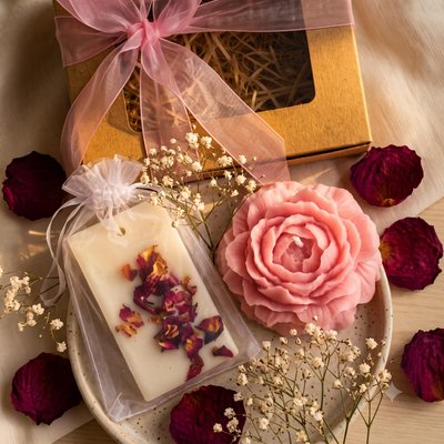 Handmade Floral Gift Hamper with Soap and Fresh Flowers