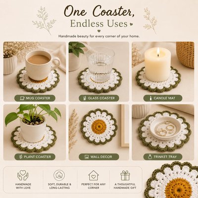Daisy Crochet Coaster