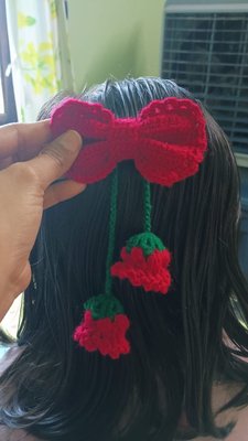 Crochet Hair Bow with Flower Clips