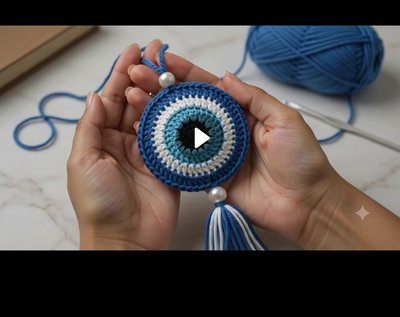 Handmade Crocheted Eye Keychain