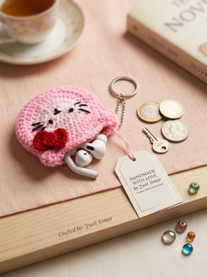 Handmade Crochet Heart Keychain