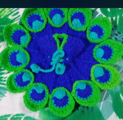 Crocheted Peacock Feather Motif