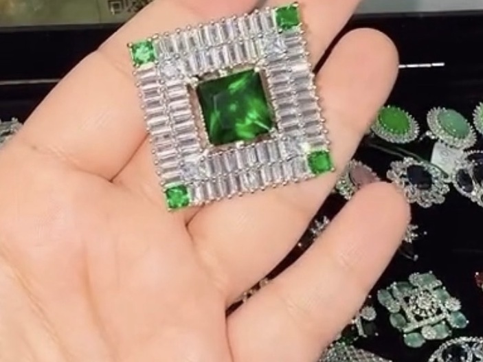 Emerald & Diamond Baguette Square Ring – Emerld — Kapira Gallery