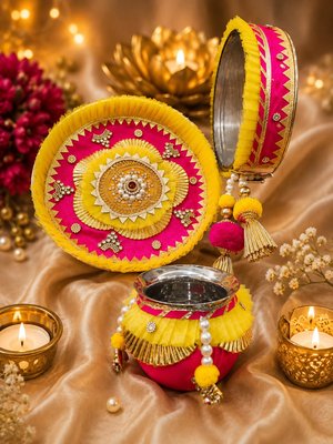 Decorated Karwa Chauth Thali Set