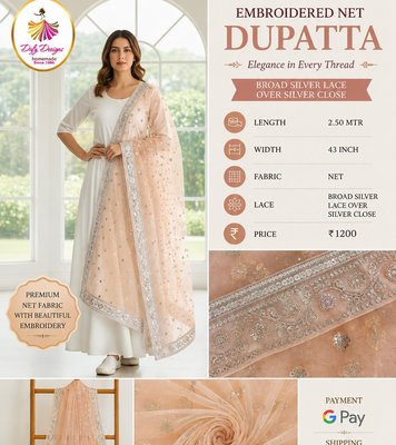 Embroidered Net Dupatta