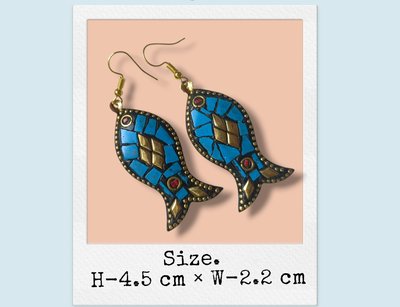 Blue Fish Enamel Earrings