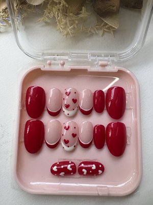 Red French Handmade Nail Art