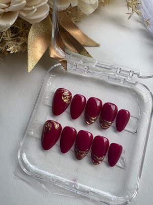 Burgundy Chrome Press-On Nails