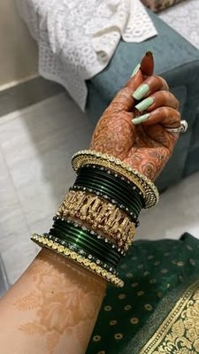 Traditional Green & Gold Bangles