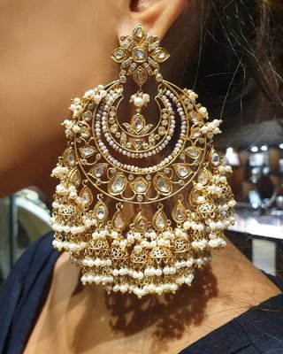 Traditional Gold & Pearl Jhumka Earrings